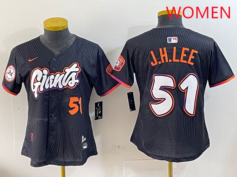 Women San Francisco Giants #51 J.H.Lee Black Joint Name Nike 2025 MLB Jersey style 6